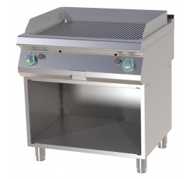 2 zónás RedFox álló gázüzemű rostlap bordázott, öntöttvas sütőfelülettel, semleges tárolóval